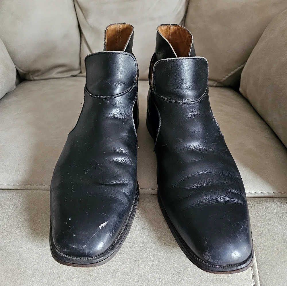 Cheany of London Derby Monk Buckle Black‎ Leather Boots sz UK 12, US 12.5